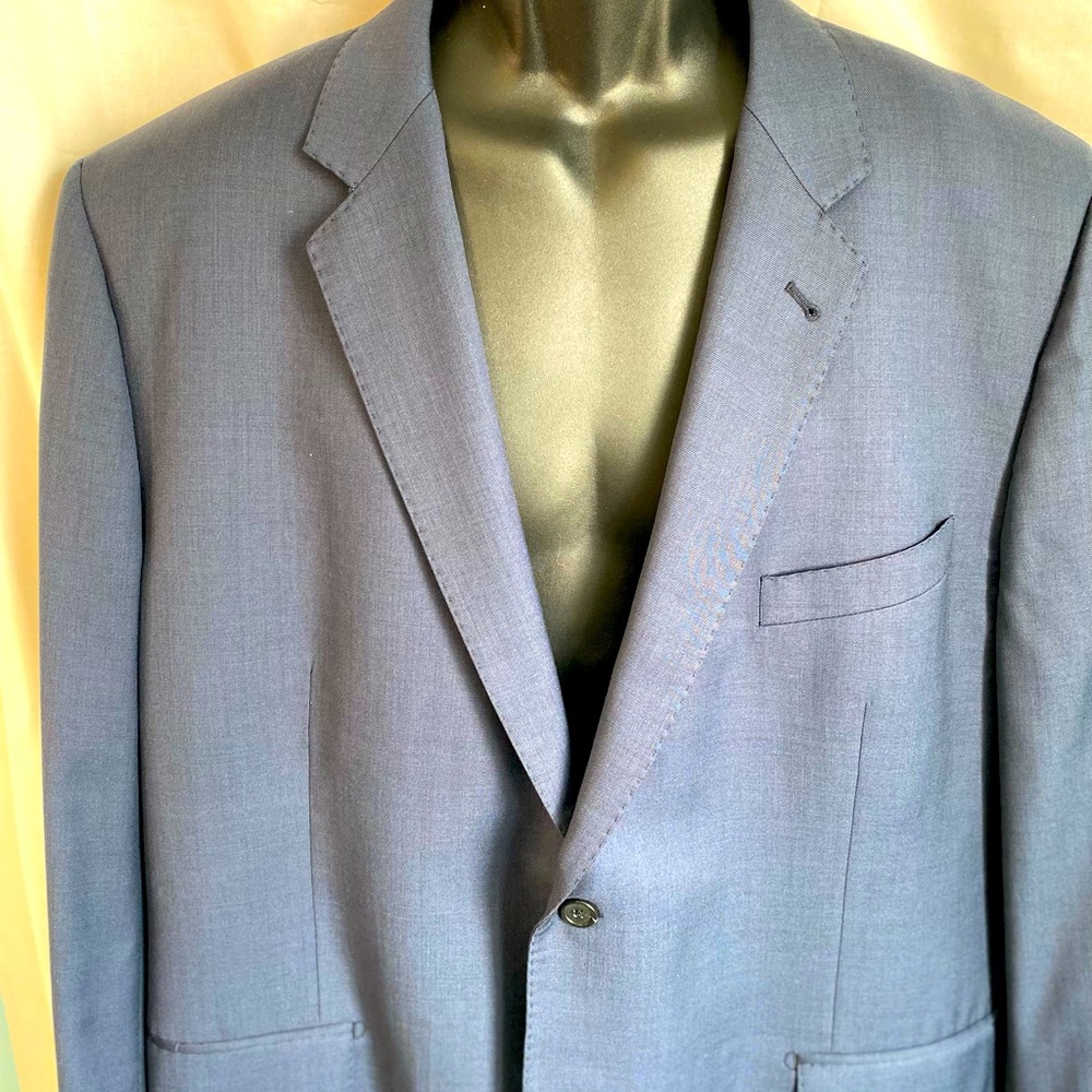 Baroni Men’s Blazer Sport Coat Jacket  Blue 50R  Super 150’s Wool Excellent Cond